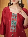 4418c467-9218-4069-9cbc-ba832df7fec41736177852126LabelKhojWomensRedChinonHandEmbroideryKurtawithPantandDupatt1.jpg
