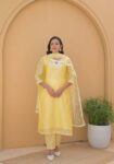 Label Khoj Women Chanderi silk kurta, trouser and dupptta set