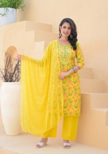 Label Khoj Women cotton kurta, trouser and dupptta set