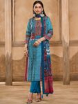 Label khoj Women maslin priint kurta, trouser and dupptta set