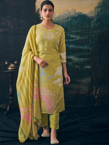 Label khoj Pure viscose maslin with hand work Kurta ,trouser and dupptta setpista Color