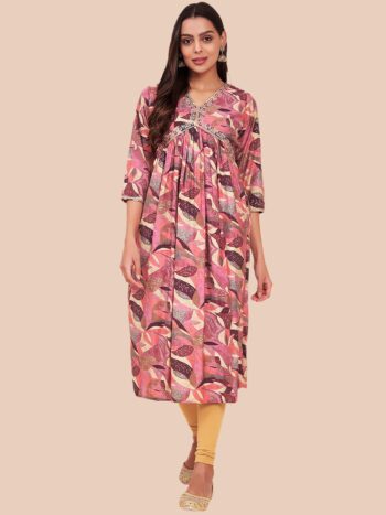 Label Khoj Women Silk Blend Alia Cut Kurta Dress
