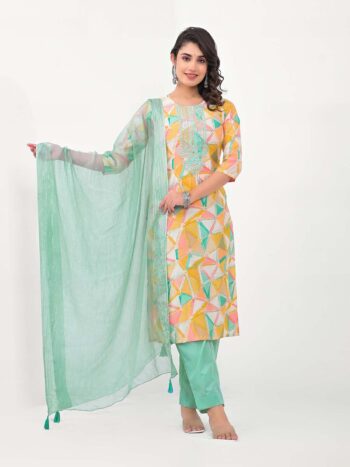 Label khoj Women Printed Kurta with Trousers & Dupatta