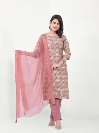 Label Khoj Women Silk blend Kurta ,trouser and dupptta set
