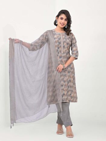 Label Khoj Women Silk blend Kurta ,trouser and dupptta set