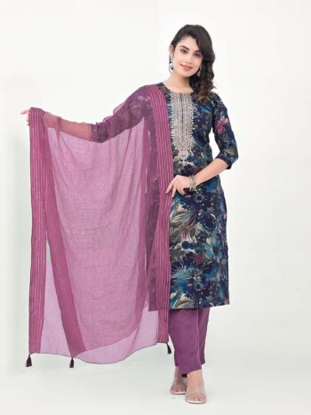 Label Khoj Women Silk blend Kurta ,trouser and dupptta set