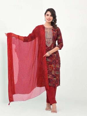 Label Khoj Women Silk blend Kurta ,trouser and dupptta set