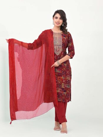 Label Khoj Women Silk blend Kurta ,trouser and dupptta set