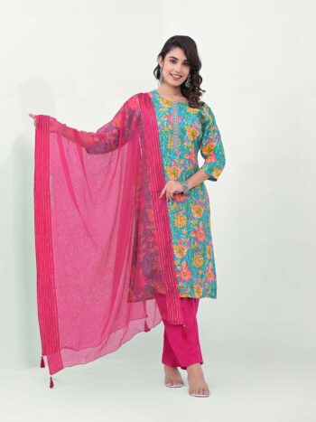 Label Khoj Women Silk blend Kurta ,trouser and dupptta set