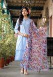 Label Khoj Women Silk blend Kurta ,trouser and dupptta set