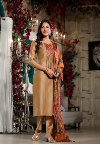 Label Khoj Women Silk blend Kurta ,trouser and dupptta set