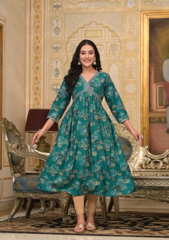 Label Khoj Women Silk Blend and embroidery Printed kurta