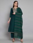 Label Khoj Women Silk blend Kurta ,trouser and dupptta set