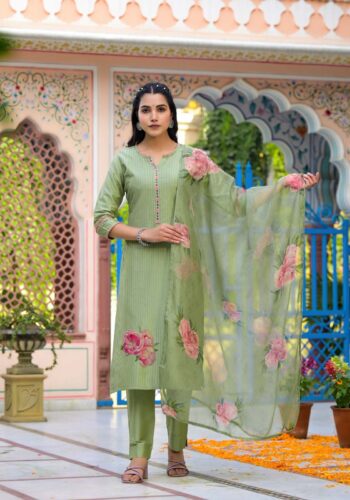 Label khoj viscose silk kurta , trouser and dupptta set