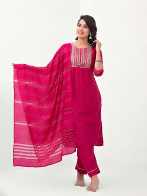 Label khoj Embroidered Work Kurta with Trousers & With Dupatta