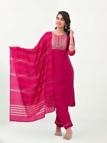 Label khoj Embroidered Work Kurta with Trousers & With Dupatta