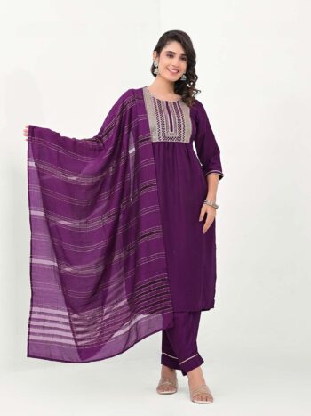 Label khoj Embroidered Work Kurta with Trousers & With Dupatta