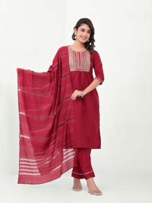 Label khoj Embroidered Work Kurta with Trousers & With Dupatta