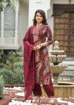 Label Khoj Women Modal silk Kurta ,trouser and dupptta set