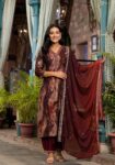 Label Khoj Women Modal silk Kurta ,trouser and dupptta set
