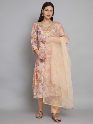 Label khoj double neck Kurta with Trousers & With Dupatta