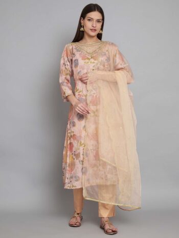 Label khoj double neck Kurta with Trousers & With Dupatta