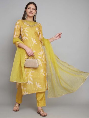 Label khoj double neck Kurta with Trousers & With Dupatta