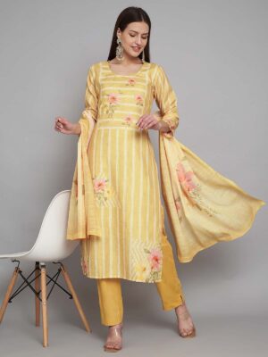 Label khoj lilen kurta , trouser and dupptta set