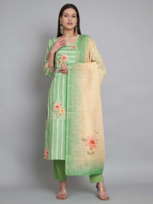 Label khoj lilen kurta , trouser and dupptta set