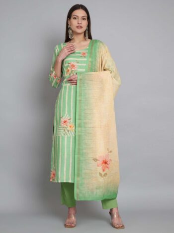 Label khoj lilen kurta , trouser and dupptta set