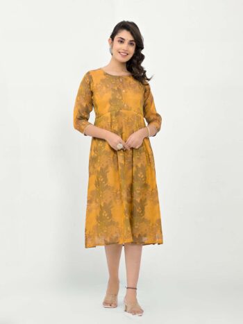Label Khoj Women Silk Blend Printed Ethnic Dress