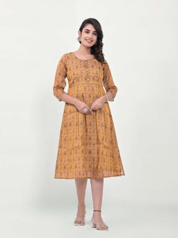 Label Khoj Women Silk Blend Printed Ethnic Dress