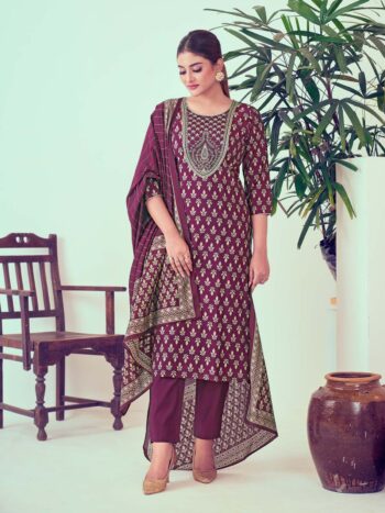 Label Khoj Women Modal silk Kurta ,trouser and dupptta set