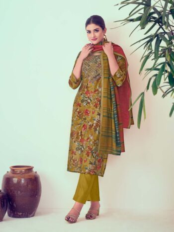 Label Khoj Women Modal silk Kurta ,trouser and dupptta set