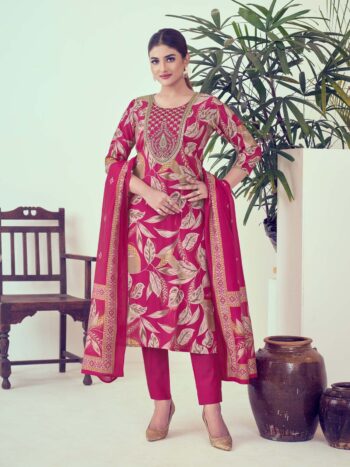 Label Khoj Women Modal silk Kurta ,trouser and dupptta set