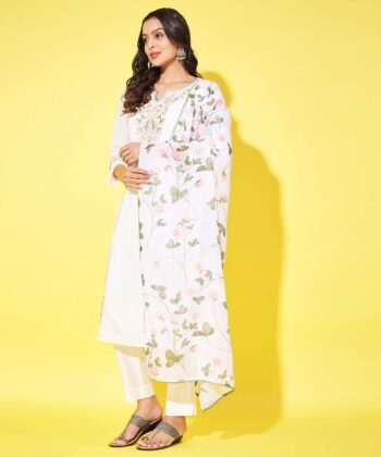 Label khoj Silk blend?Kurta with Trousers & With Dupatta