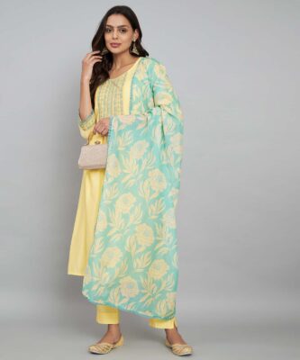 Label khoj Silk blend?Kurta with Trousers & With Dupatta