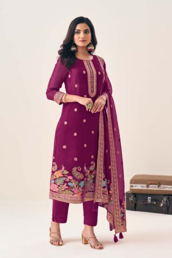 Label khoj Pure viscose organza silk with heavy Meena and handwork kurta set