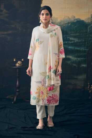 label khoj Pure viscose Maslin shimmer with heavy hand work kurta set