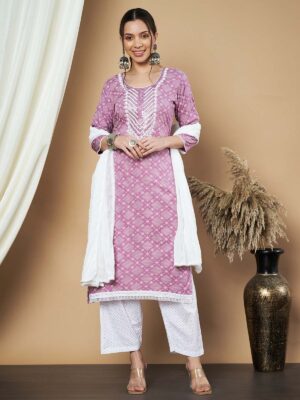 Label Khoj Ethnic Motifs Printed Sequins Embroidered Work Kurta,Trouser With  dupptta