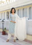 Label Khoj Women cotton kurta, trouser and dupptta set