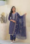 Label Khoj Women Chanderi kurta, trouser and dupptta set