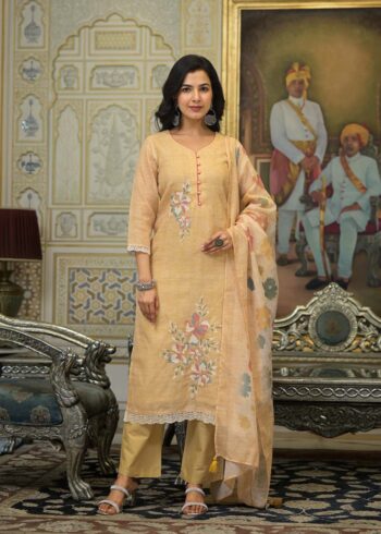 Label khoj lilen kurta , trouser and dupptta set