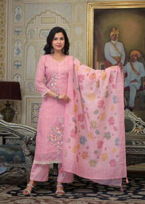 Label khoj lilen kurta , trouser and dupptta set