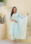 Label Khoj Women Chanderi kurta, trouser and dupptta set