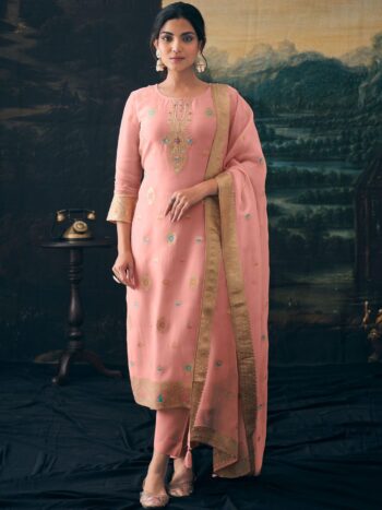 Label khoj Pure viscose Georgette silk with heavy Meena and handwork kurta set
