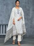 Label khoj pure embroideryjacqured kurta set