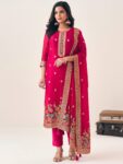 Label khoj Pure viscose organza silk with heavy Meena and handwork kurta set