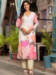 Label Khoj Women Lilen Print Kurta, Trouser And Dupptta Set Linen Multi Color