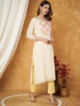 cee33bb0-335c-4a98-97f0-f747bccd4fab1736173743862LabelKhojWomensYellowCottonJacquardPatchWorkKurtawithPantand1.jpg